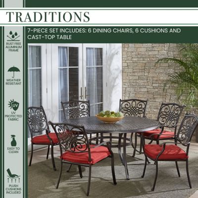 Image showing  Traditions 7 Piece Dining Set In Red TRADDN7PCRD-RED