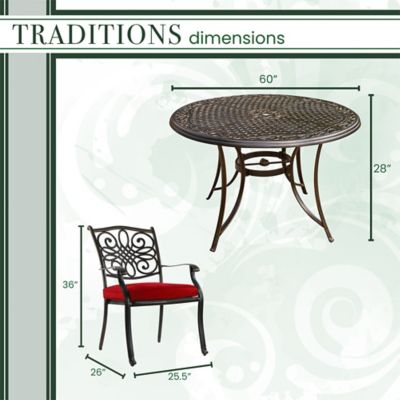 Image showing  Traditions 7 Piece Dining Set In Red TRADDN7PCRD-RED