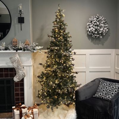 Image showing  6.5 ft. Pre-Lit Buffalo Fir Slim Artificial Tree, Multicolor Lights