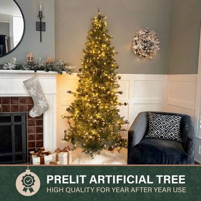 Image showing  7.5 ft. Pre-Lit Buffalo Fir Slim Artificial Tree, Multicolor Lights