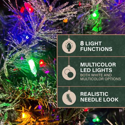 Image showing  7.5 ft. Pre-Lit Buffalo Fir Slim Artificial Tree, Multicolor Lights
