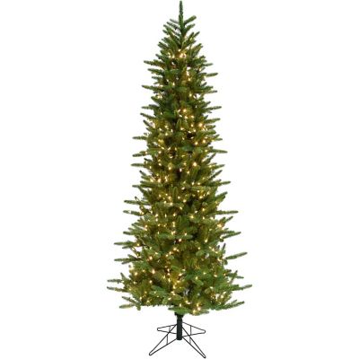 Fraser Hill Farm 6.5 ft. Pre-Lit Carmel Pine Slim Artificial Tree, 8 Light Modes