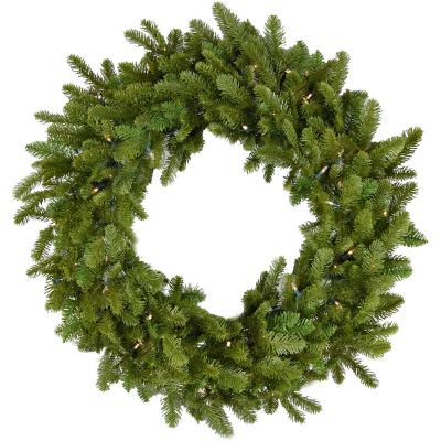 Fraser Hill Farm 36 in. Grandland Artificial Wreath, Pre-Strung with 100 Clear LED Bulbs