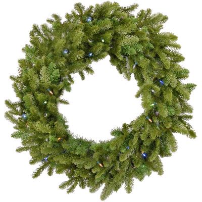 Fraser Hill Farm 48 in. Pre-Lit Grandland Artificial Wreath, Multicolor LED Lights