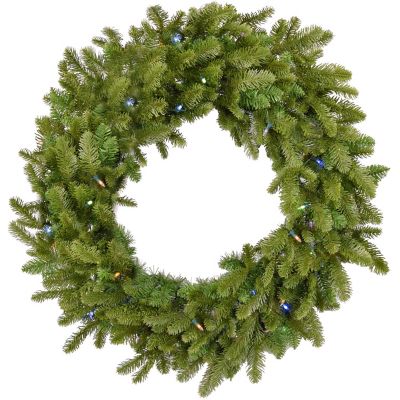 Fraser Hill Farm 48 in. Grandland Artificial Wreath, Pre-Strung with 105 Multicolor LED Bulbs