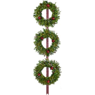 Fraser Hill Farm 24 in. Holly Berry Artificial Christmas Wreaths, 3-Pack