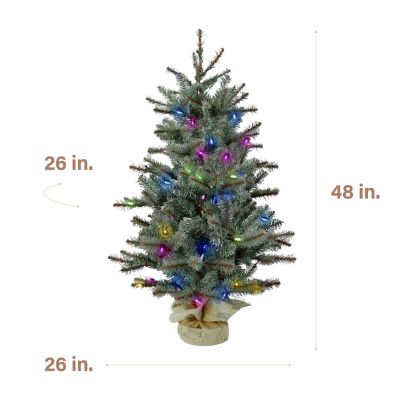 Image showing  4 ft. Pre-Lit Heritage Pine Artificial Tree in Burlap Base, Multicolor LED Lights