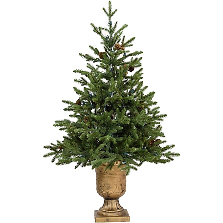 Fraser Hill Farm 3-Ft. Noble Fir Artificial Tree with Metallic Urn Base