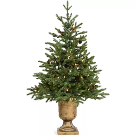 Fraser Hill Farm 3ft Noble artificial tree with metal urn base and battery-operated LED light chain Artificial Christmas Trees