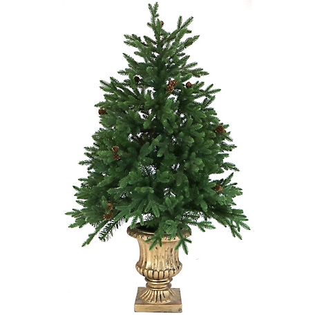 Fraser Hill Farm 4-Ft. Noble Fir Artificial Tree with Metallic Urn Base