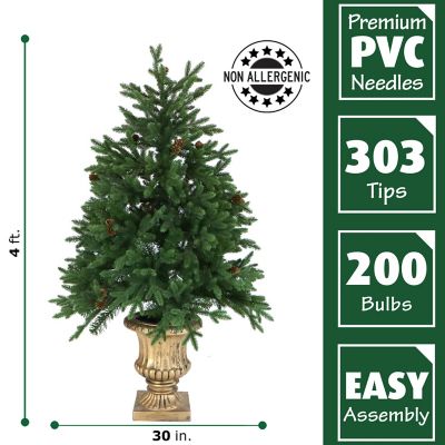 Image showing  4 ft. Pre-Lit Noble Fir Trees, Multicolor Lights, 2-Pack
