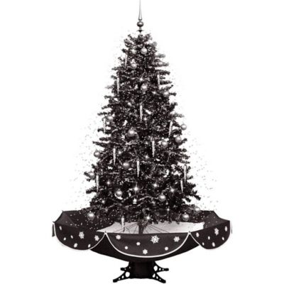 Fraser Hill Farm 75 in. Pre-Lit Black and Silver Snowing Musical Artificial Tree