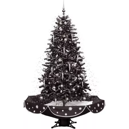 Fraser Hill Farm 75" Black and Silver Lighted Snowy Musical Tree Artificial Christmas Trees