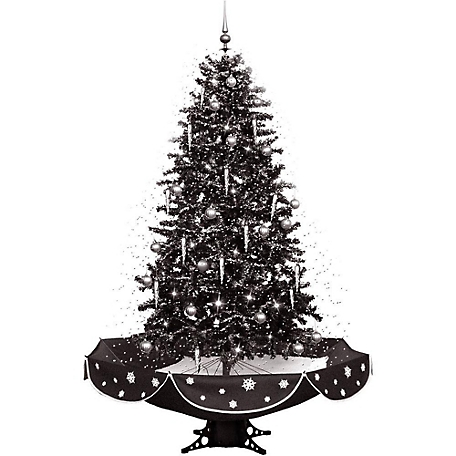 Fraser Hill Farm 75 in. Black and Silver Snowing Musical Tree