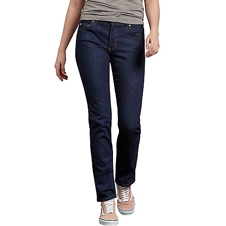 Dickies Women's Stretch Fit Mid-Rise Perfect Shape Straight Leg Denim Jeans