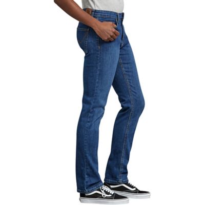 Image showing 1 th Dickies Women's Stretch Fit Mid-Rise Perfect Shape Straight Leg Denim Jeans