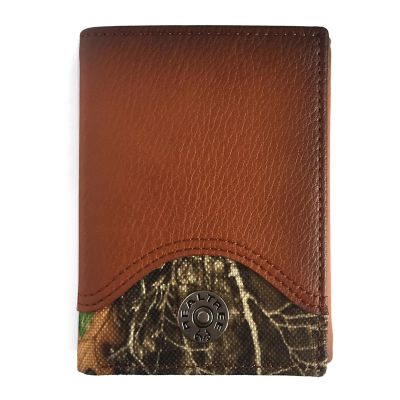 Realtree EDGE Camo Burnished Tan Leather Trifold Wallet