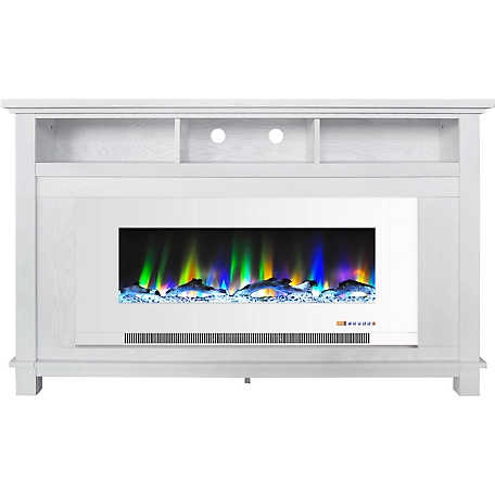Cambridge 57.8 in. White Fireplace with Color Changing Insert, CAM5735-2WW