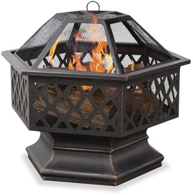 Endless Summer 24 in. Wood-Burning Hexagon Fire Pit with Lattice, Oil-Rubbed Bronze