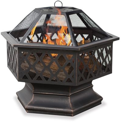 Endless Summer 24 in. Hexagon Wood-Burning Fire Pit with Lattice, Oil-Rubbed Bronze