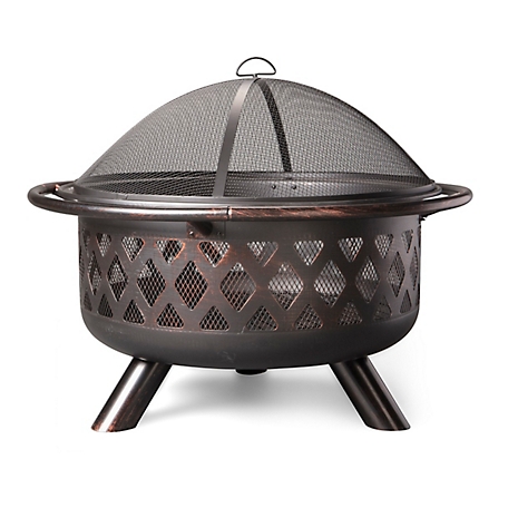 Endless Summer 30 in. Wood-Burning Deep Drawn Bowl Fire Pit with Lattice, Oil-Rubbed Bronze