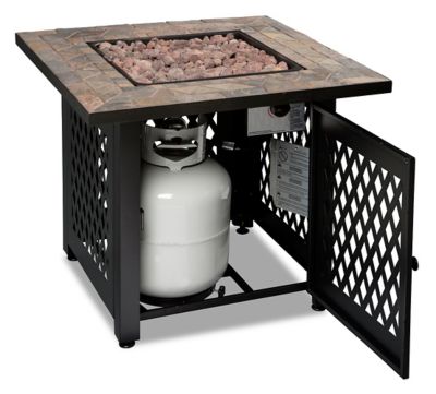 Image showing  LP Gas Outdoor Fire Table with Slate Tile Mantel, 30,000 BTU