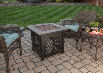 Image showing 7 th Endless Summer LP Gas Outdoor Fire Table with Slate Tile Mantel, 30,000 BTU