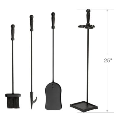 Image showing  Fireplace Tool Set with Ball Handles, 25 in. H, Black, 4 pc.