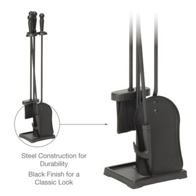 Image showing  Fireplace Tool Set with Ball Handles, 25 in. H, Black, 4 pc.