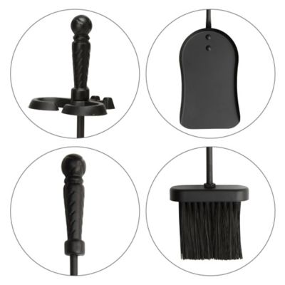 Image showing  Fireplace Tool Set with Ball Handles, 25 in. H, Black, 4 pc.
