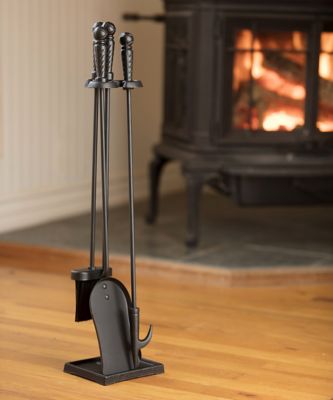 Image showing 6 th UniFlame Fireplace Tool Set with Ball Handles, 25 in. H, Black, 4 pc.
