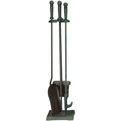Image showing 7 th UniFlame Fireplace Tool Set with Ball Handles, 25 in. H, Black, 4 pc.