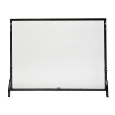 UniFlame Small Single Panel Black Wrought Iron Fireplace Screen, 41 in.