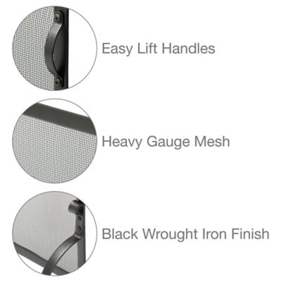 Image showing  41 in. Small Single Panel Wrought-Iron Fireplace Screen, Black