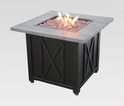 Endless Summer 30 in. Square Propane Gas Fire Pit with Wood Resin Mantel, 30,000 BTU