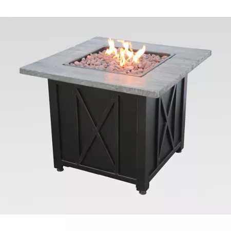 Endless Summer 30 in Square Propane Gas Fire Pit with Wood Resin Mantle 30 000 BTU Fire Pits