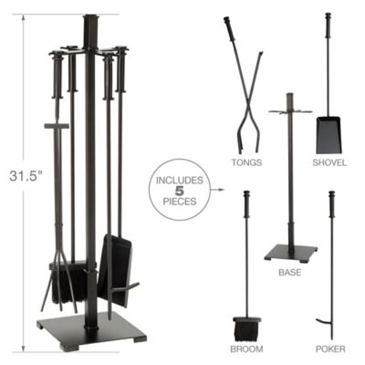 Image showing  Craftsman Fireplace Tool Set with Cylinder Handles, 31 in. H, Black, 5 pc.