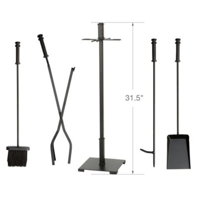 Image showing  Craftsman Fireplace Tool Set with Cylinder Handles, 31 in. H, Black, 5 pc.