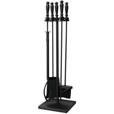 UniFlame Wrought-Iron Fireplace Tool Set with Ball Handles, 32 in. H, Black, 5-Pack