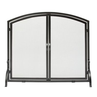 Uniflame Large Single Panel Black Wrought Iron Screen With Doors