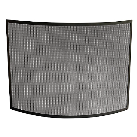 UniFlame Single Panel Curved Black Wrought Iron Fireplace Screen, 41 in. x 31 in.