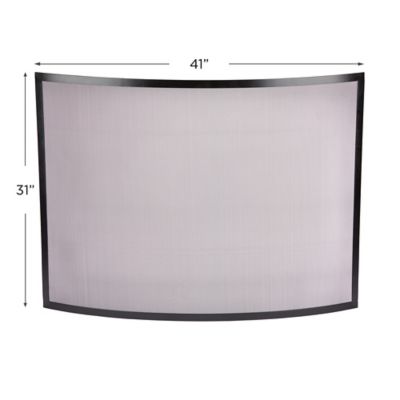 Image showing 6 th UniFlame Single Panel Curved Black Wrought Iron Fireplace Screen, 41 in. x 31 in.