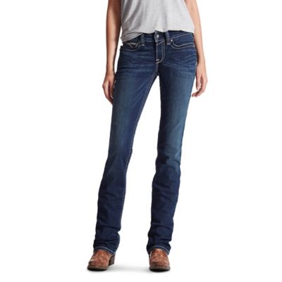 Image showing Ariat Women's Slim Fit Mid-Rise REAL Icon Stackable Straight Leg Jeans, Icon Ocean