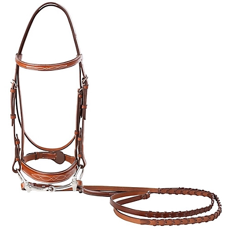 Huntley Equestrian Fancy-Stitched Raised Bridle, Small Pony, Conker Color