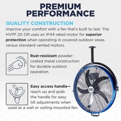 Image showing  20 in. 3-Speed Tilting Outdoor Rated Pedestal Fan, 4,600 CFM, Black