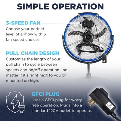 Image showing  20 in. 3-Speed Tilting Outdoor Rated Pedestal Fan, 4,600 CFM, Black