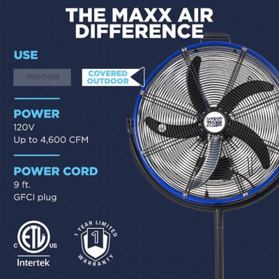 Image showing 9 th Maxx Air 20 in. 3-Speed Tilting Outdoor Rated Pedestal Fan, 4,600 CFM, Black