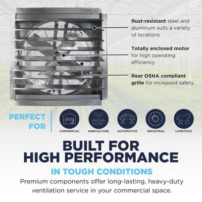 Image showing  30 in. Heavy-Duty Exhaust Fan with Integrated Automatic Shutter, 18 sq. ft.