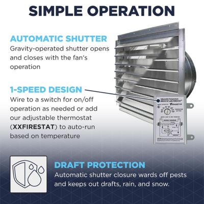 Image showing  30 in. Heavy-Duty Exhaust Fan with Integrated Automatic Shutter, 18 sq. ft.