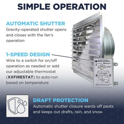 Image showing  36 in. Heavy-Duty Exhaust Fan with Integrated Automatic Shutter, 30 sq. ft.